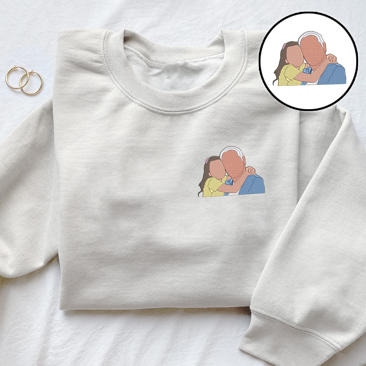 Custom 2D Photo - Personalized Grandpa Embroidered Sweater