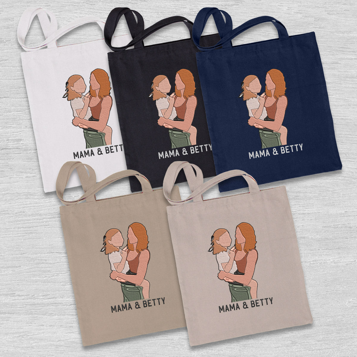 Custom 2D Photo - Personalized Step Mom Embroidered Tote Bag