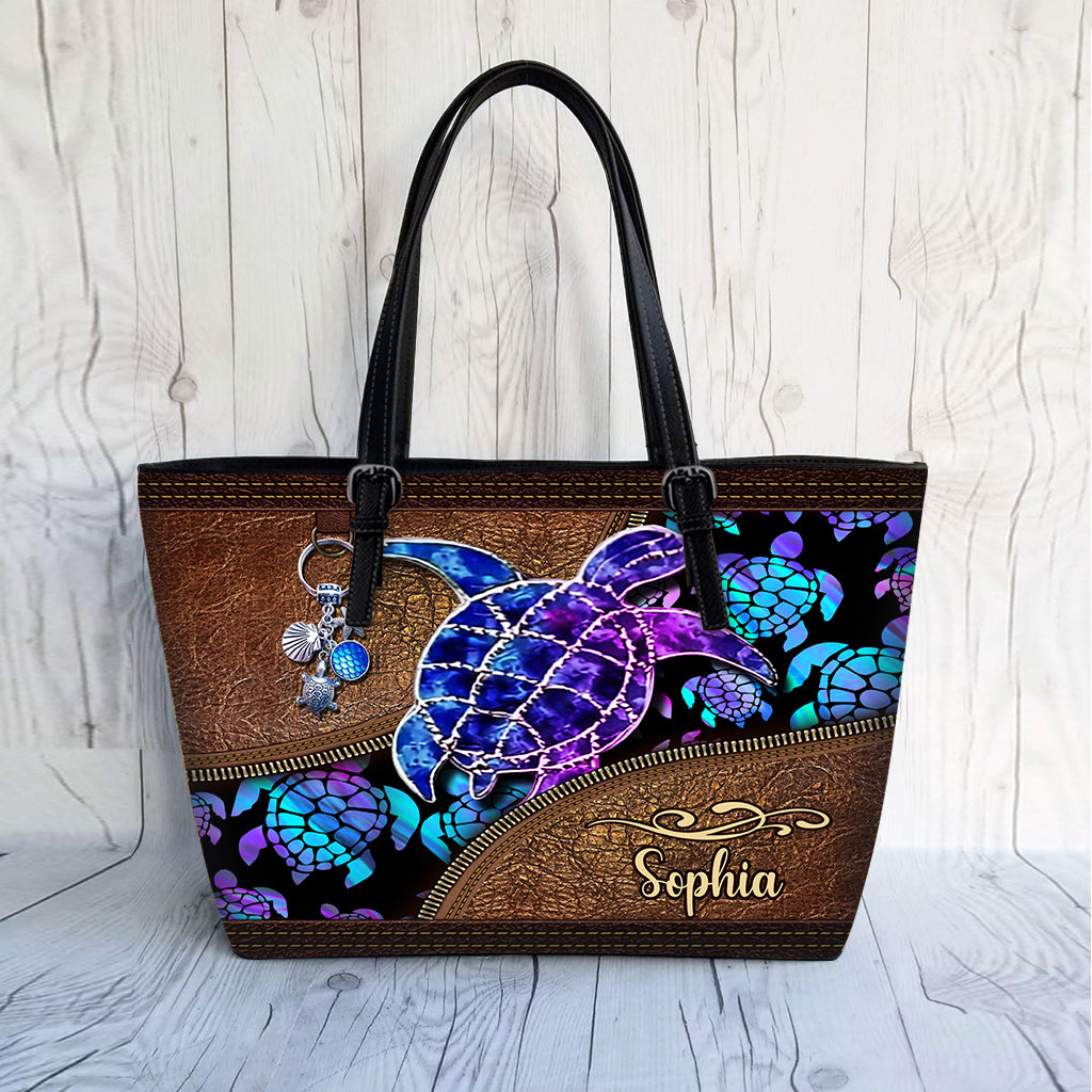 Salty Lil' Beach - Personalized Turtle Leather Bag