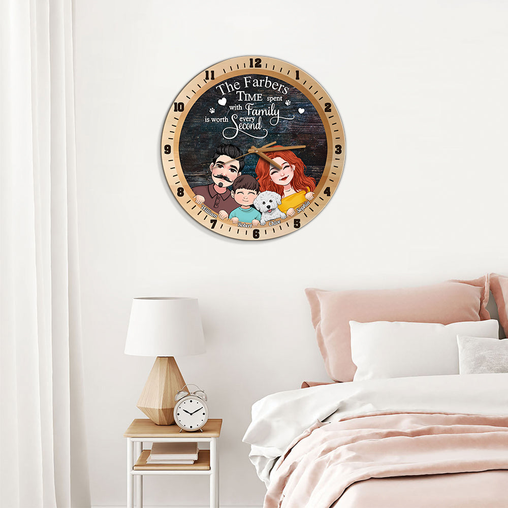 Time Spent With Family - Personalized Family Wall Clock