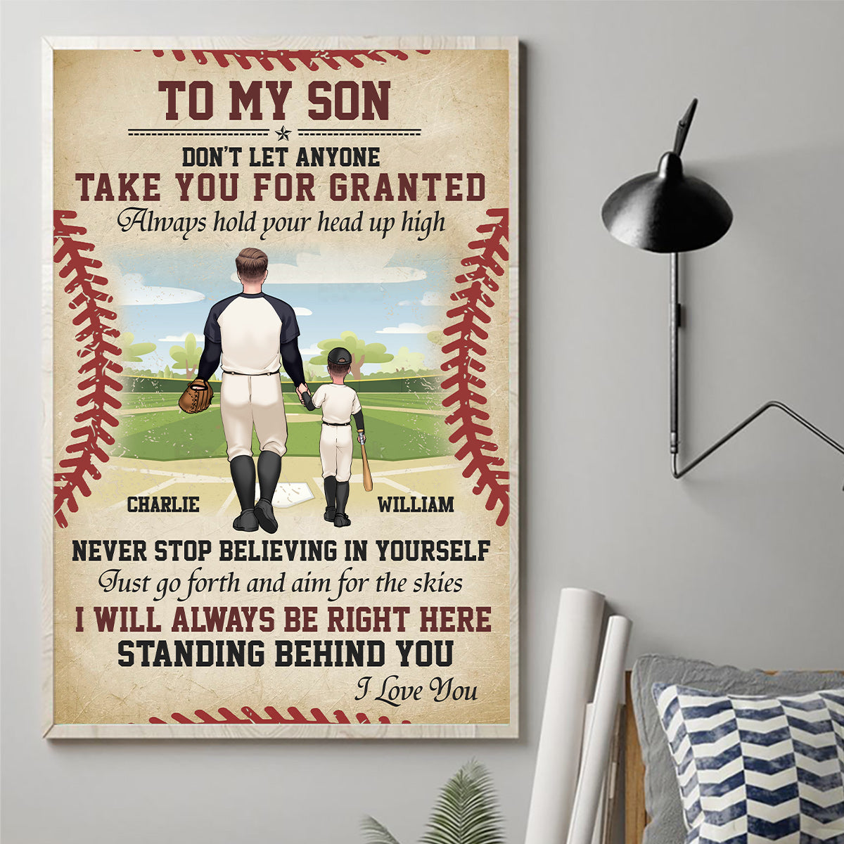 I Will Always Be Right Here - Personalized Baseball Canvas And Poster