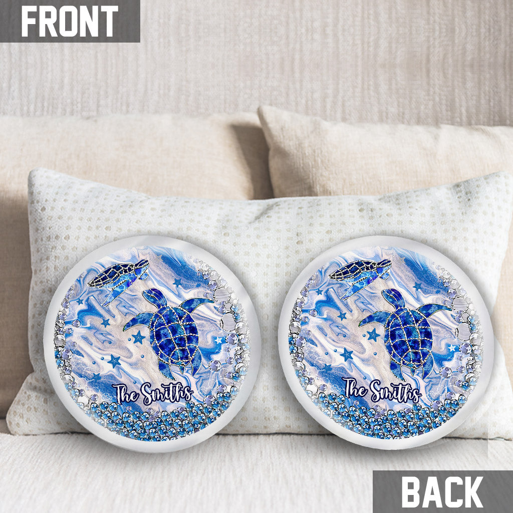 Blue Sea Turtles - Personalized Turtle Shaped Pillow