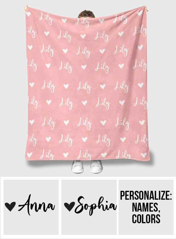 Custom Name Heart Pattern - Personalized granddaughter Blanket
