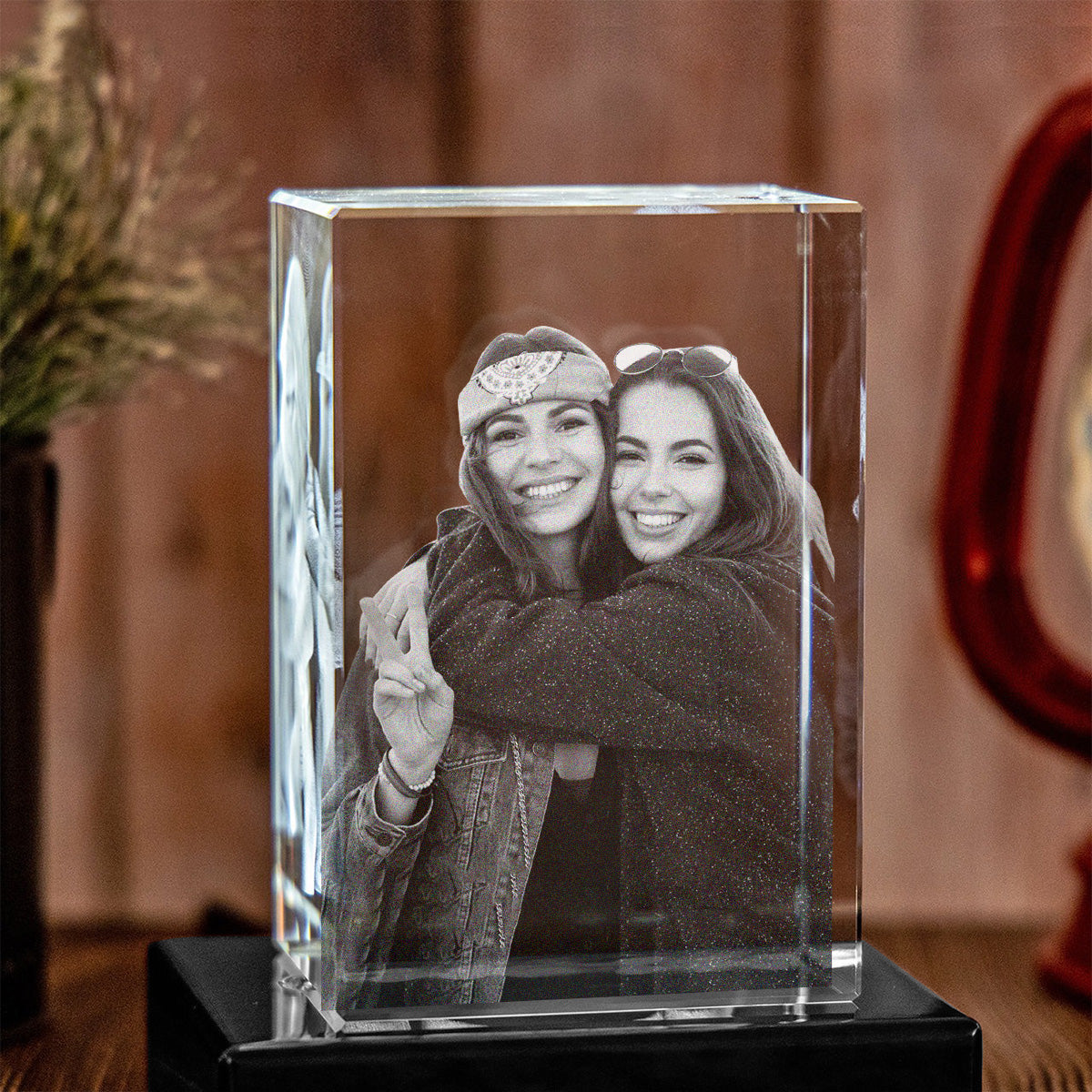 Custom Photo - Personalized Bestie Laser Engraving 3D Cuboid Shaped Crystal Lamp