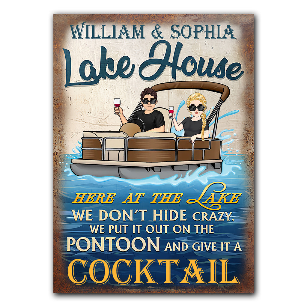 Lake House - Personalized Pontoon Rectangle Metal Sign