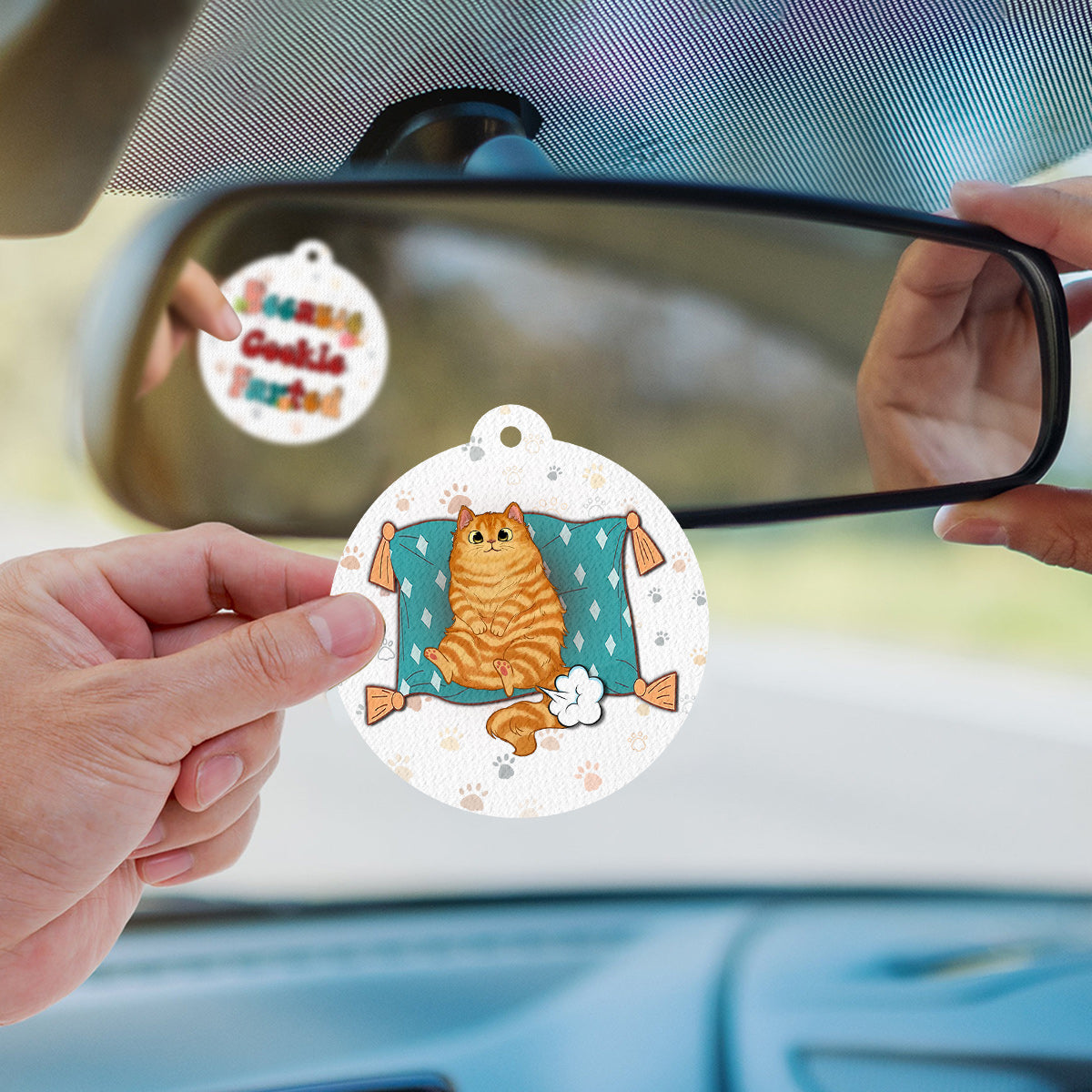 Because The Kitty Farted - Personalized Cat Circle Air Freshener