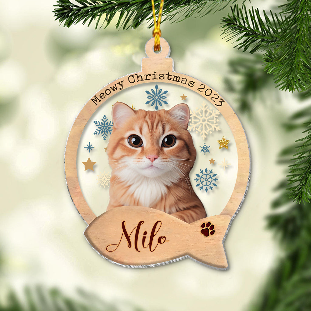 Custom Cartoonized Cat Photo - Gift for cat lovers - Personalized Transparent Ornament