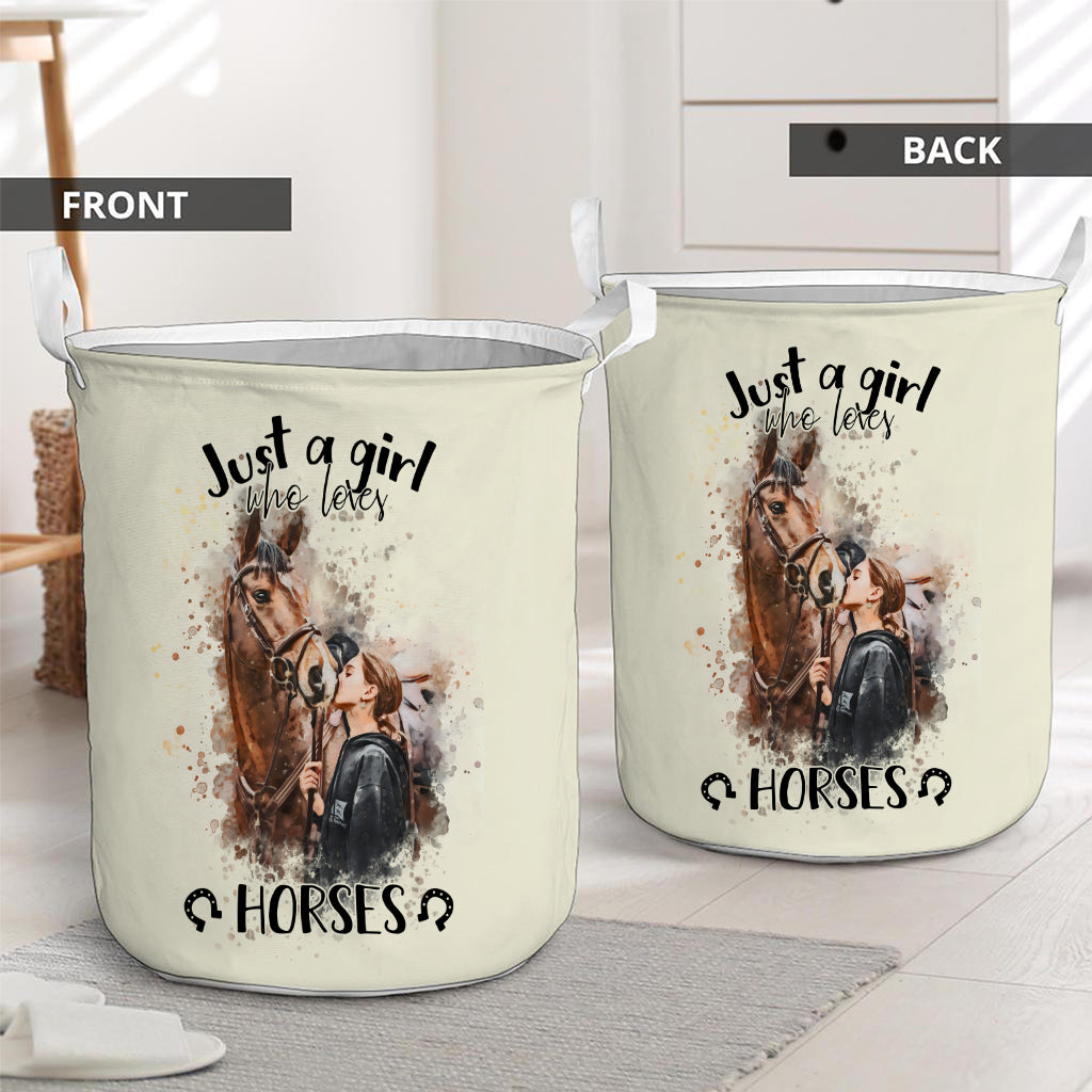 Just A Girl Who Loves Horses - Personalized Horse Laundry Basket