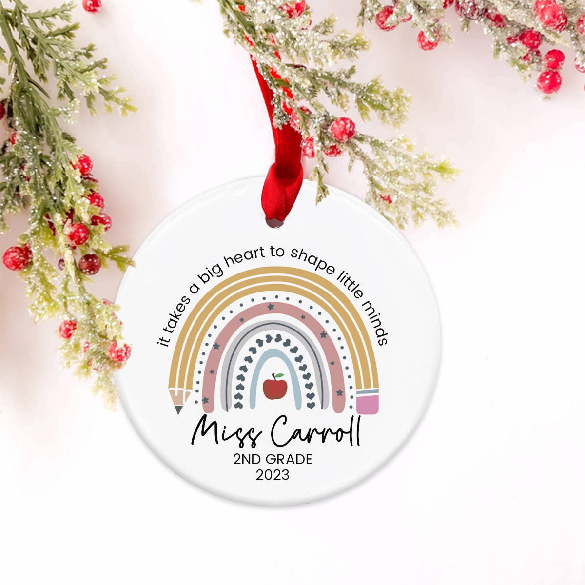 Thanks For Helping Me Shine - Personalized Teacher Ceramic Circle Ornament