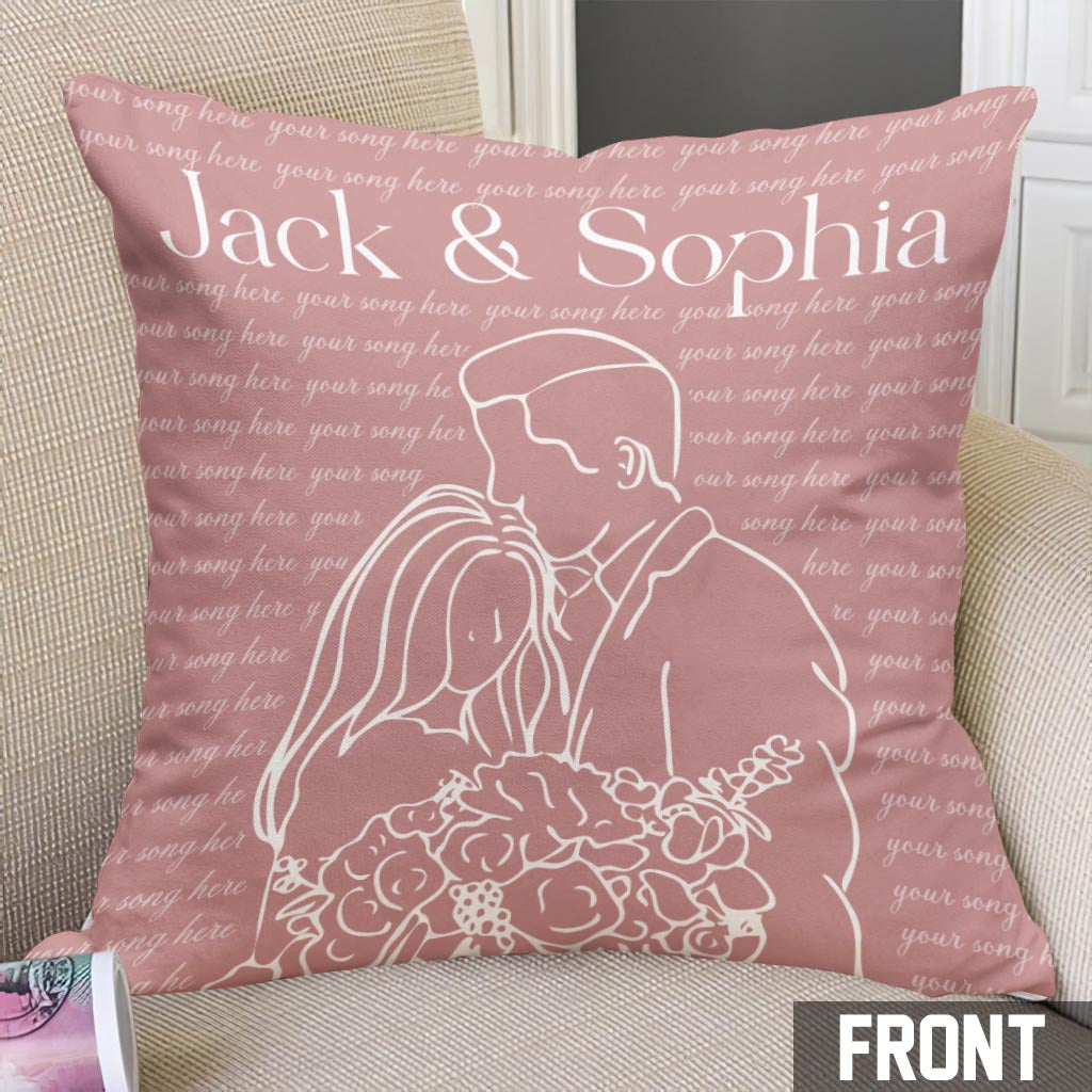 Wedding Song Lyrics Print - Personalized Husband And Wife Throw Pillow