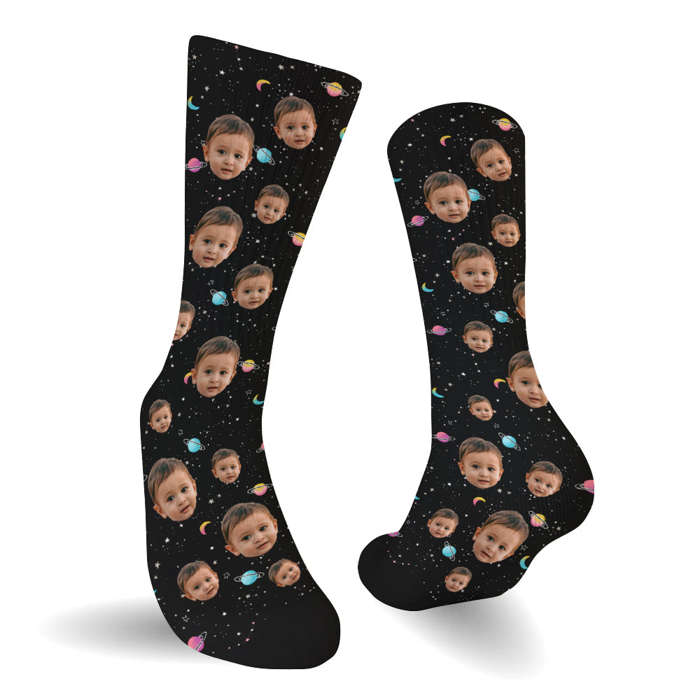 Custom Face Galaxy - Personalized Son Socks