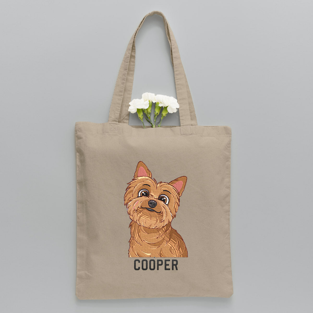 Custom 2D Photo - Personalized Dog Embroidered Tote Bag