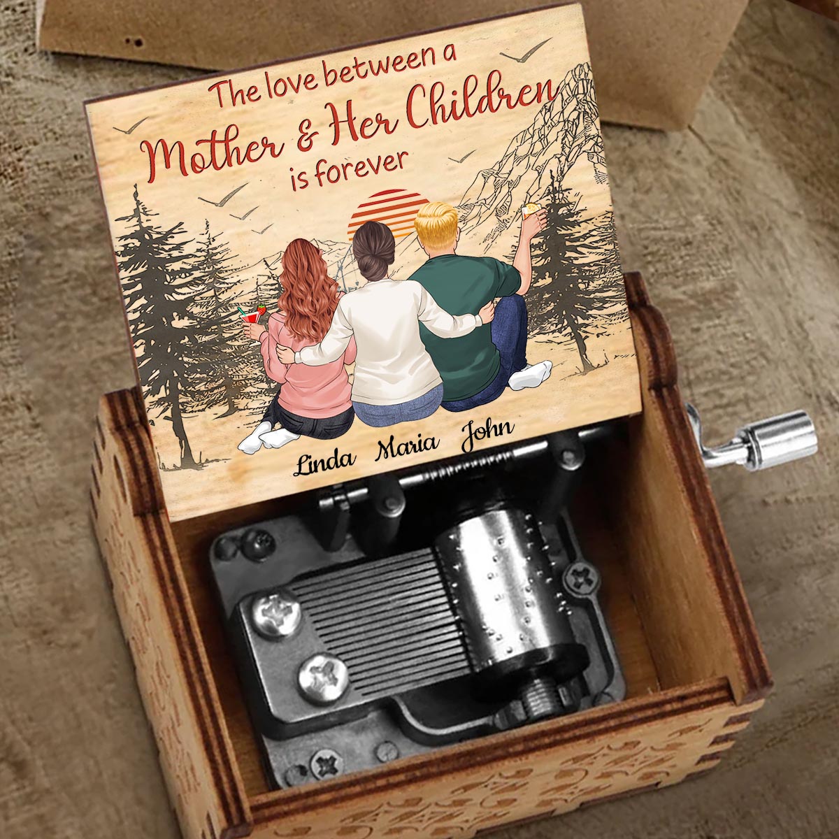 Love Forever - Gift for mom, daughter, son - Personalized Hand Crank Music Box