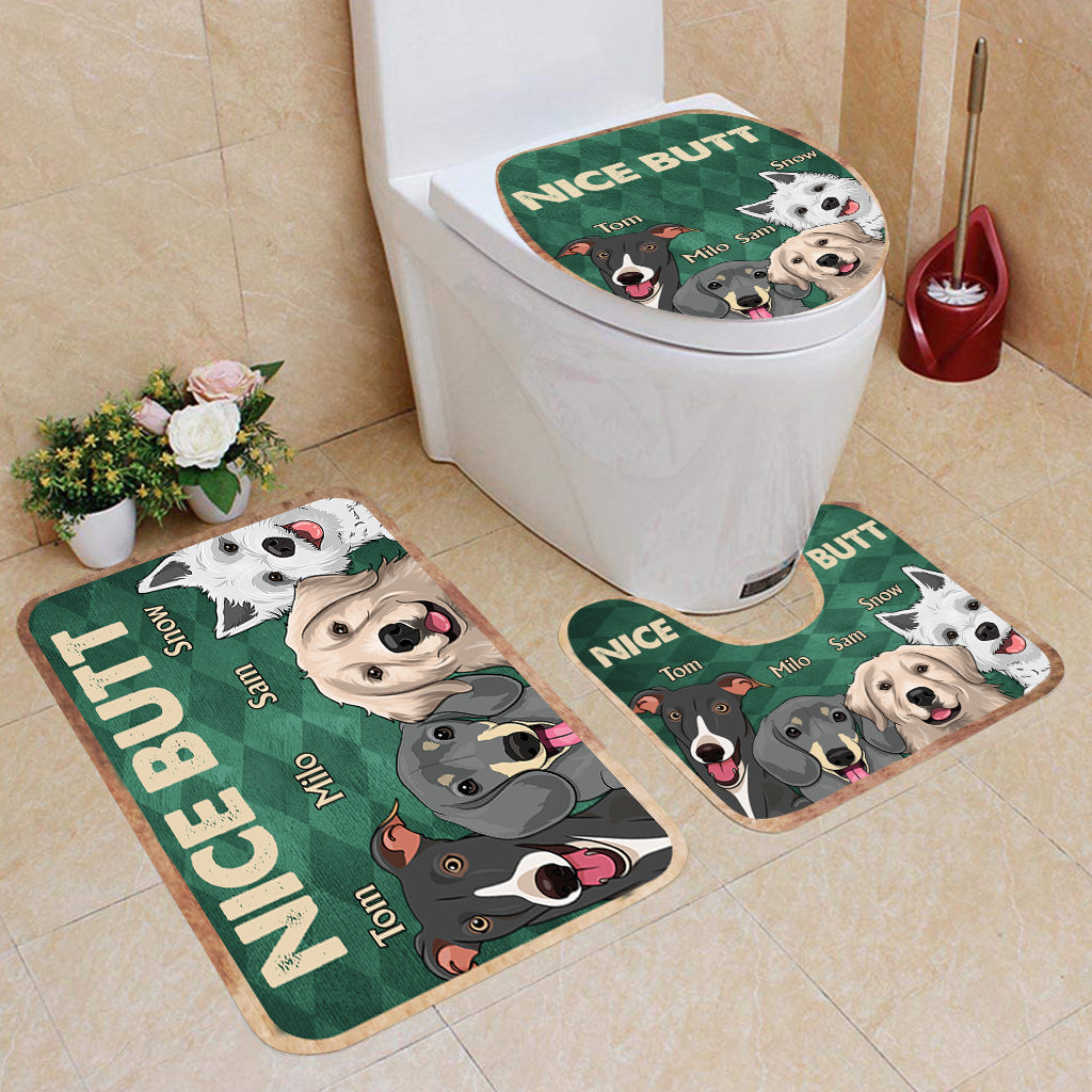 Nice butt Shower - Dog gift for dog lover, cat lover - Personalized Bathroom Mats Set