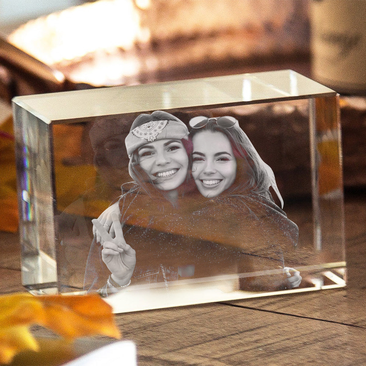 Custom Photo - Personalized Bestie Laser Engraving 3D Cuboid Shaped Crystal Lamp