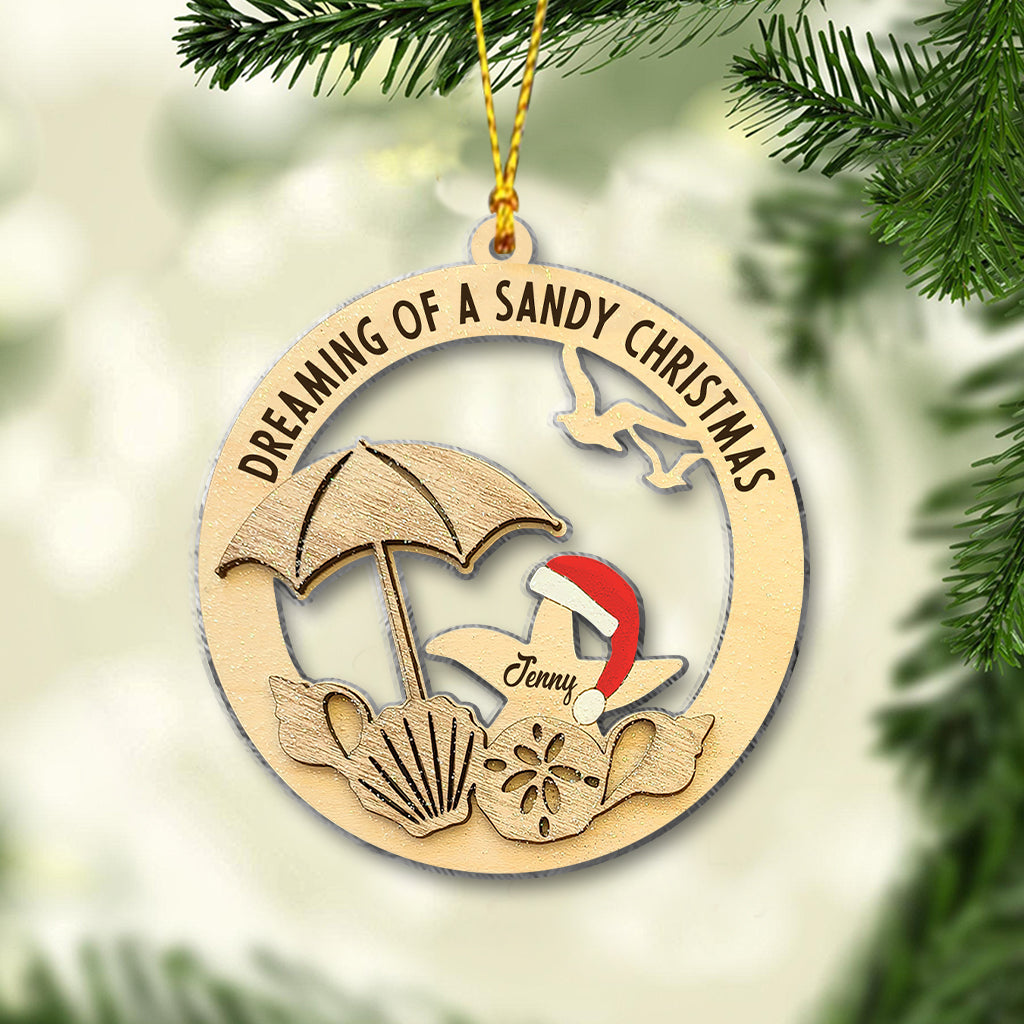 Dreaming White Sand Christmas - Personalized Sea Lover Ornament