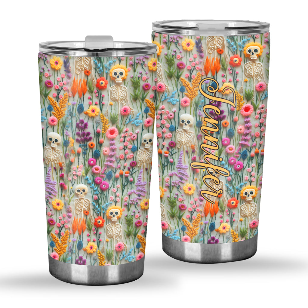 Floral Skeleton - Personalized Skull Tumbler