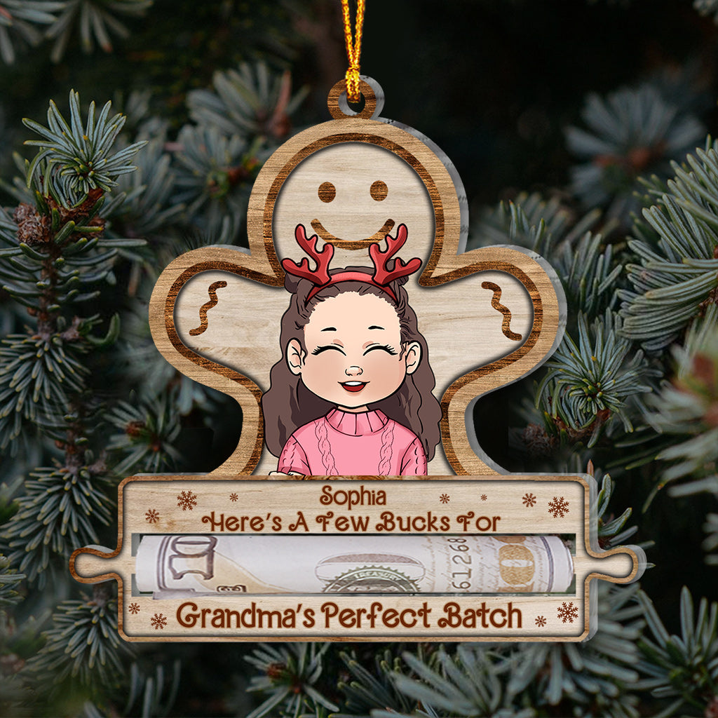 Here's A Few Bucks For Grandma's Perfect Batch - Gift for grandma, granddaughter, grandson, son, daughter - Personalized Ornament