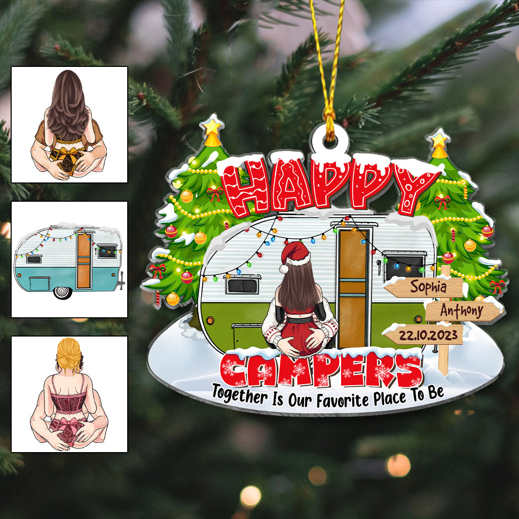 Happy Campers - Camping gift for husband, boyfriend, girlfriend, wife - Personalized Ornament