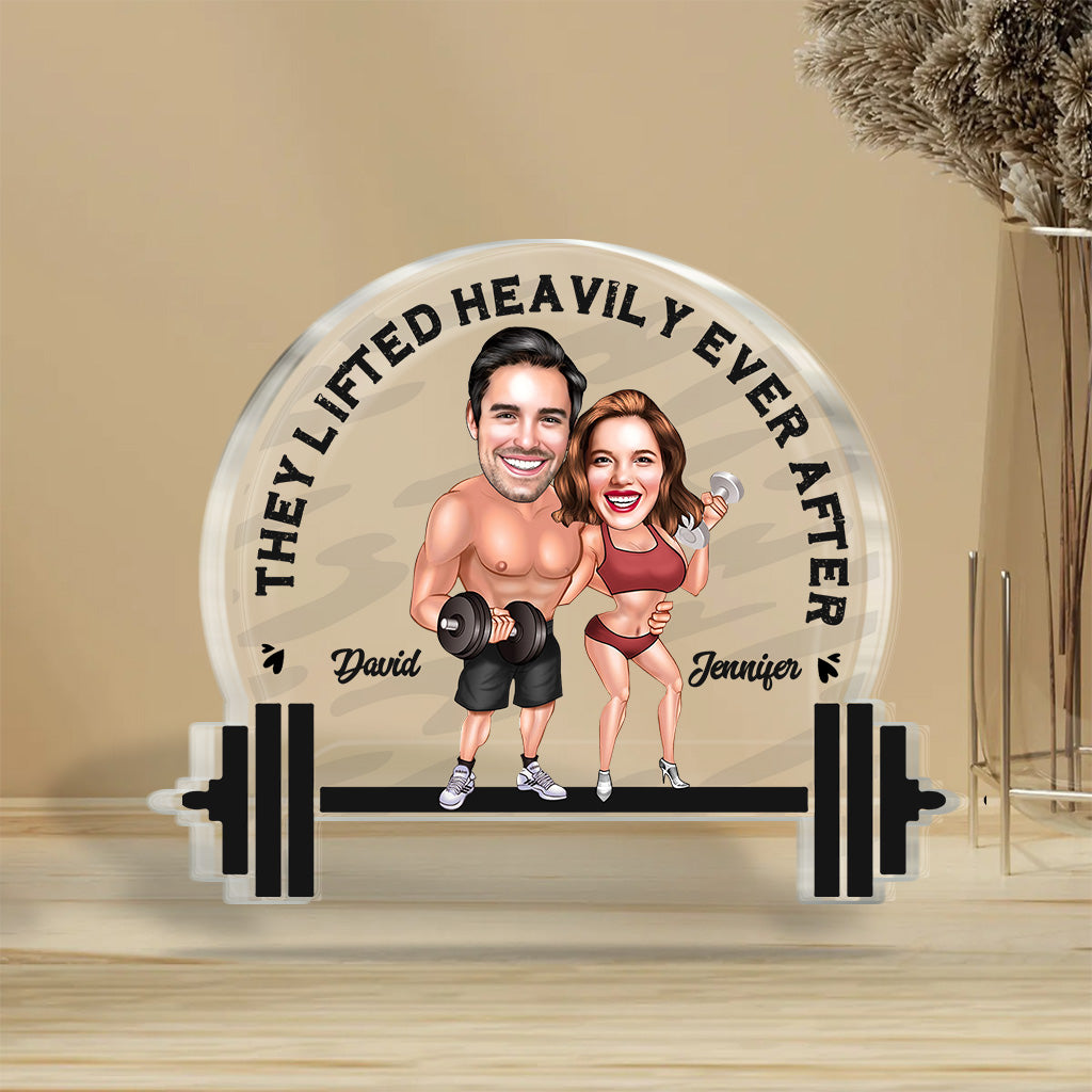 They Lifted Heavily Ever After - Personalized Fitness Custom Shaped Acrylic Plaque