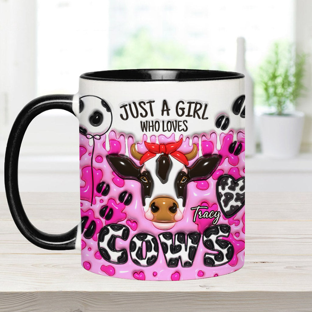 Just A Girl Who Loves Cow - Personalized Cow Accent Mug