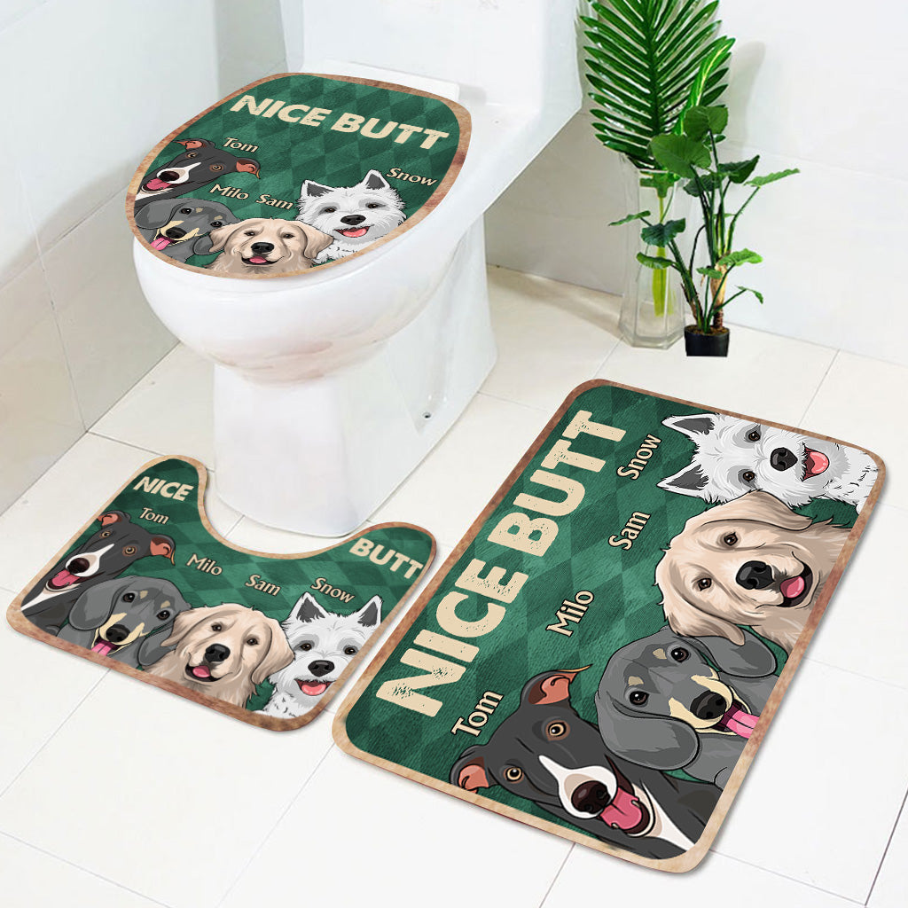 Nice butt Shower - Dog gift for dog lover, cat lover - Personalized Bathroom Mats Set