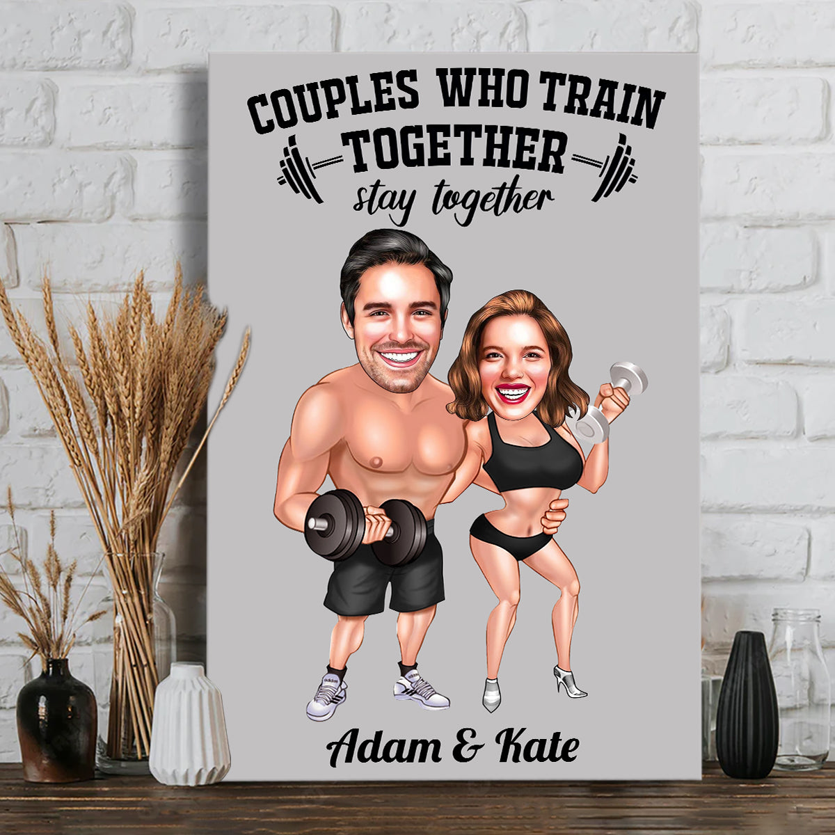 Couples Who Train Together - Personalized Fitness Canvas And Poster