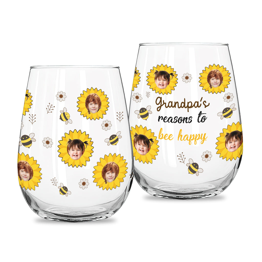 Nana's Reasons - Gift for grandma, mom, grandpa, dad - Personalized All Over Wine Glass