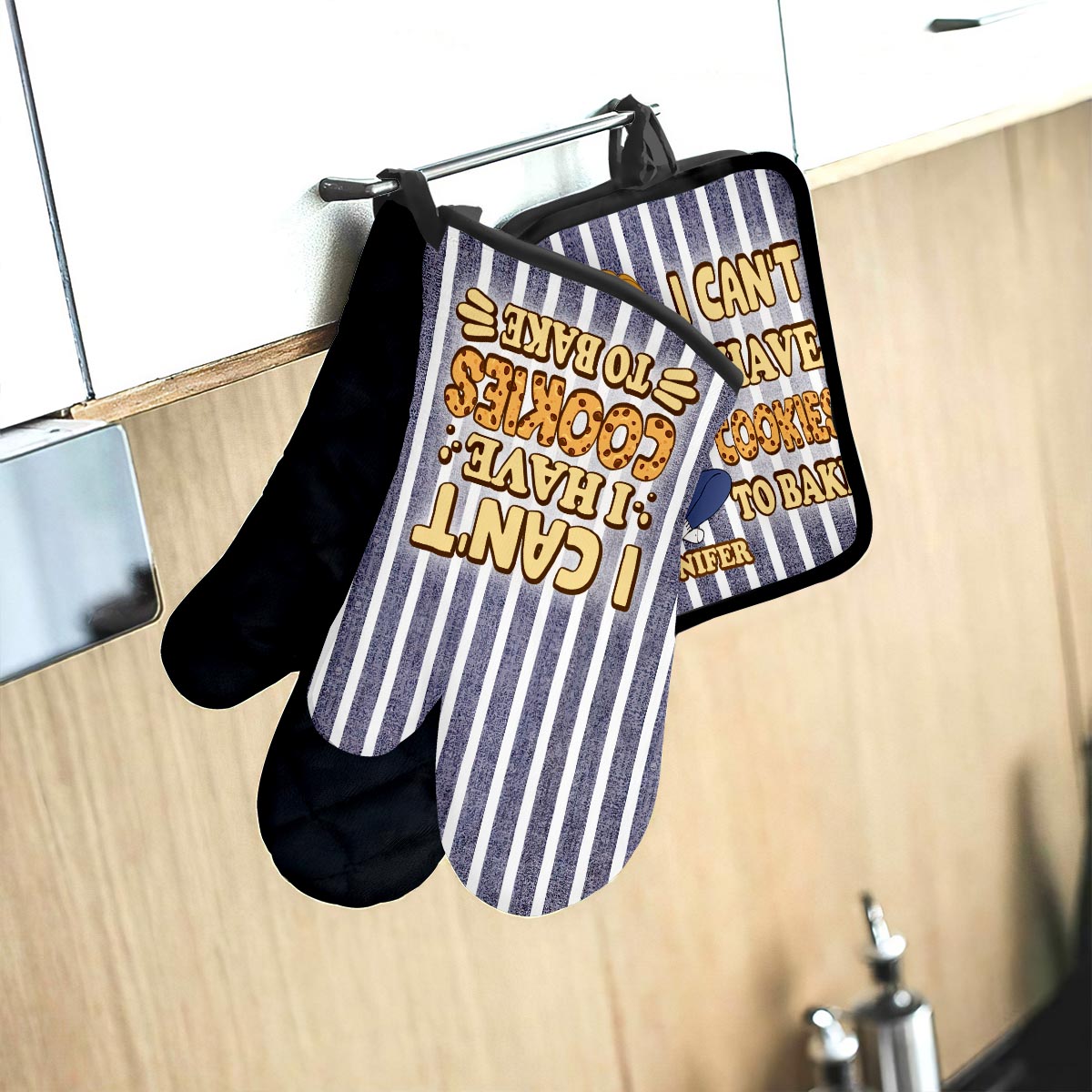 I Can't I Have Cookies To Bake - Personalized Baking Oven Mitts & Pot Holder Set