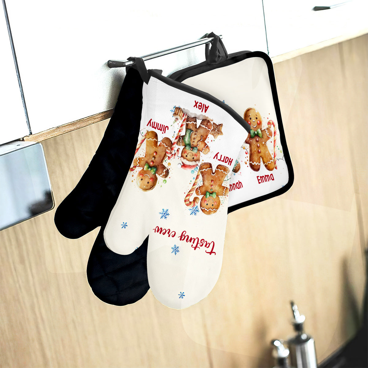 Personalized Oven Mitt & Pot Holder Set, Grandma Gift Set Hand