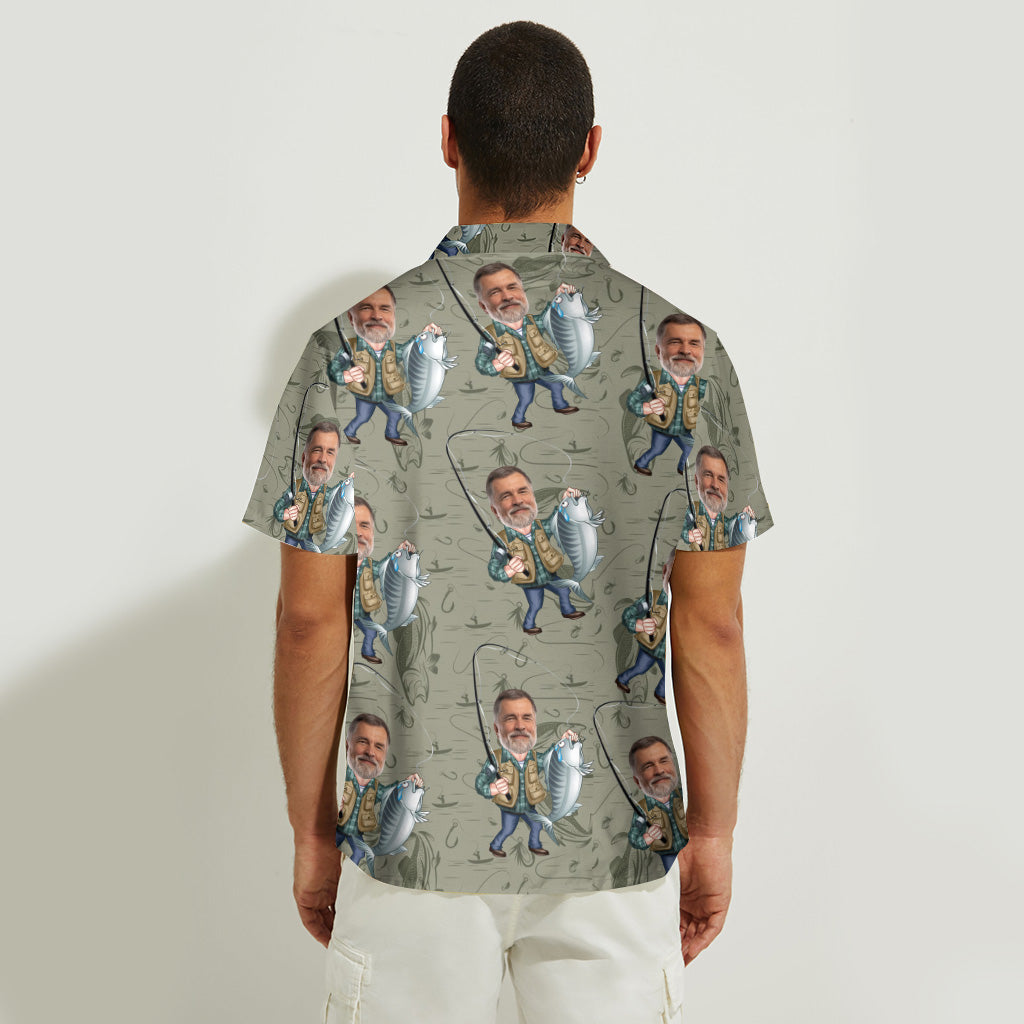 Funny Fishing Portrait - Personalized Fishing Hawaiian Shirt