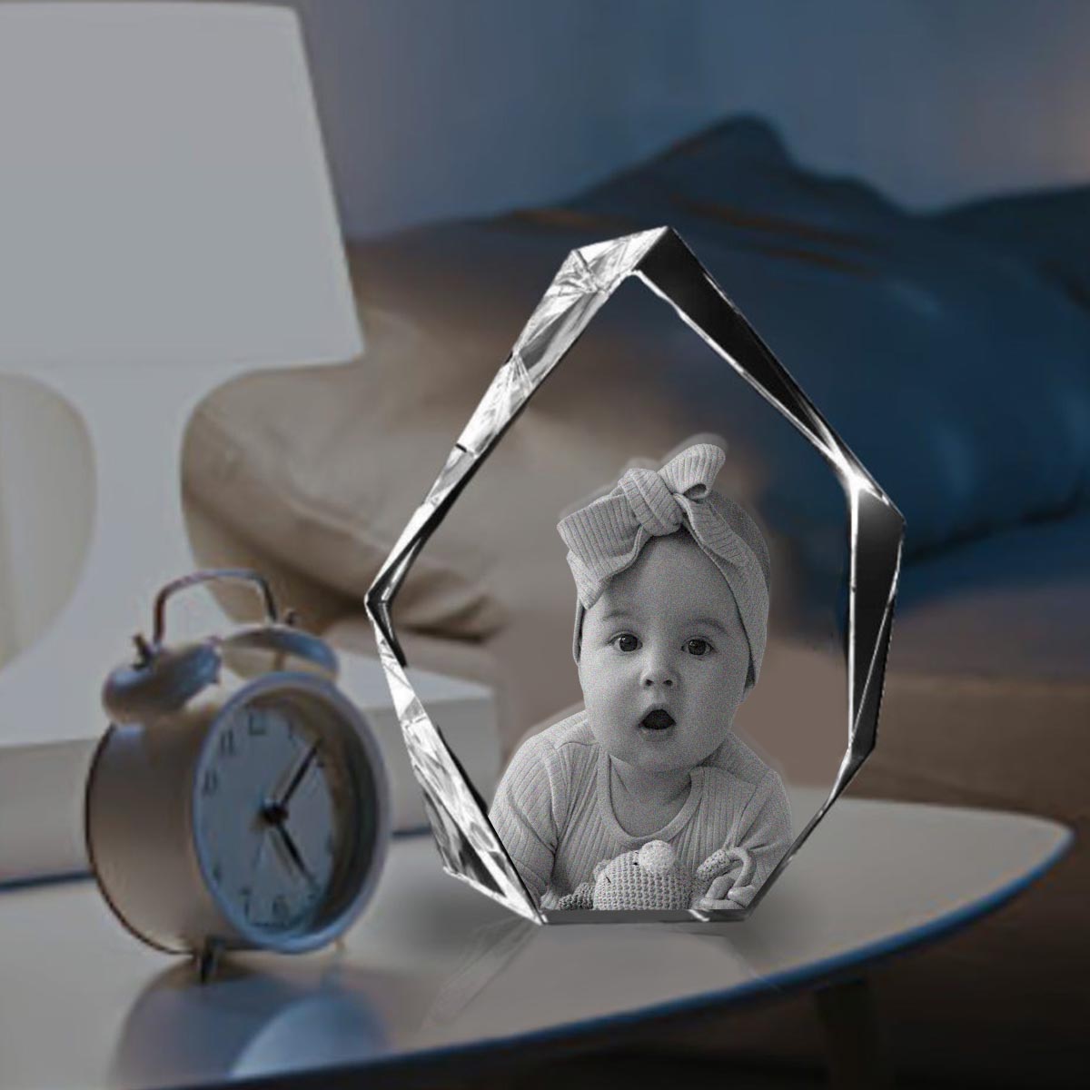 Custom Photo - Personalized Newborn Laser Engraving 3D Iceberg Shaped Crystal Lamp