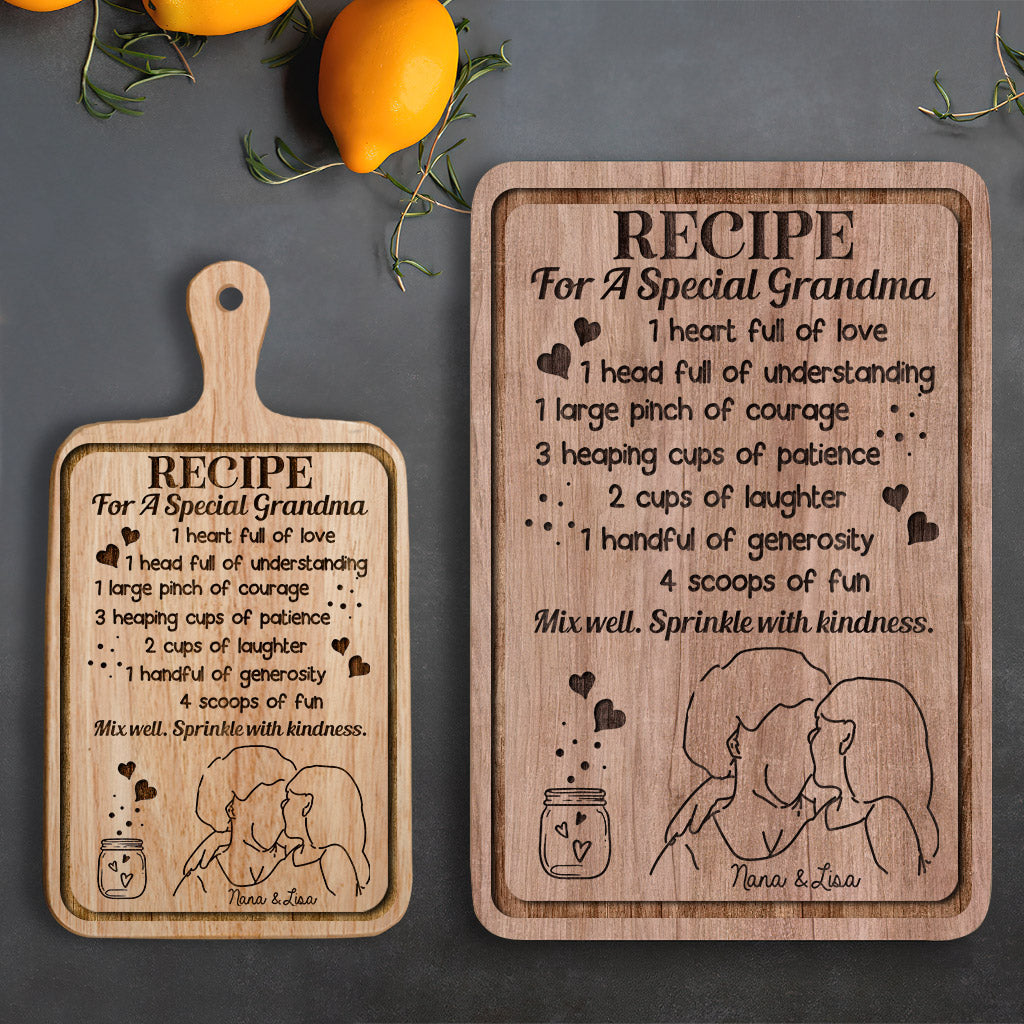 Recipe For A Special Grandma - Gift for grandma - Personalized Cutting Board