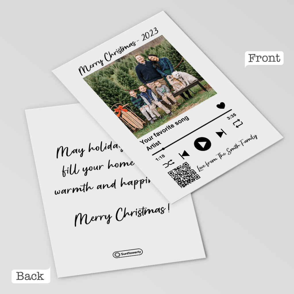 Photo Inserted Favorite Song Scannable QR Code - Personalized Family Greeting Card