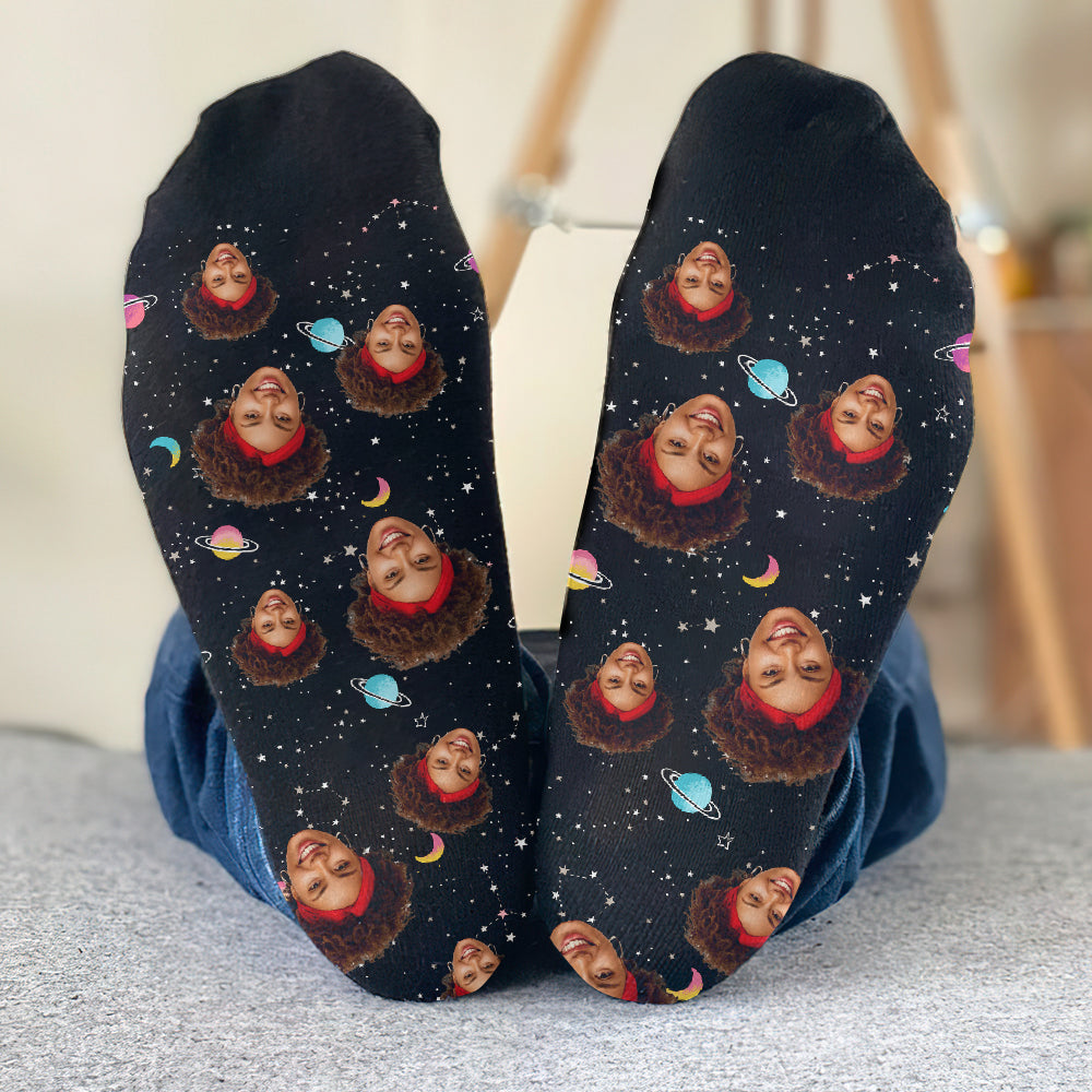 Custom Face Galaxy - Personalized Daughter Socks