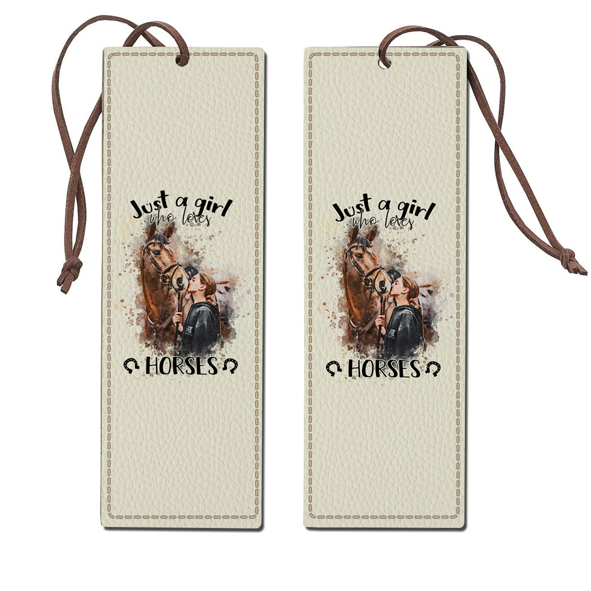 Just A Girl Who Loves Horses - Personalized Horse Leather Bookmark