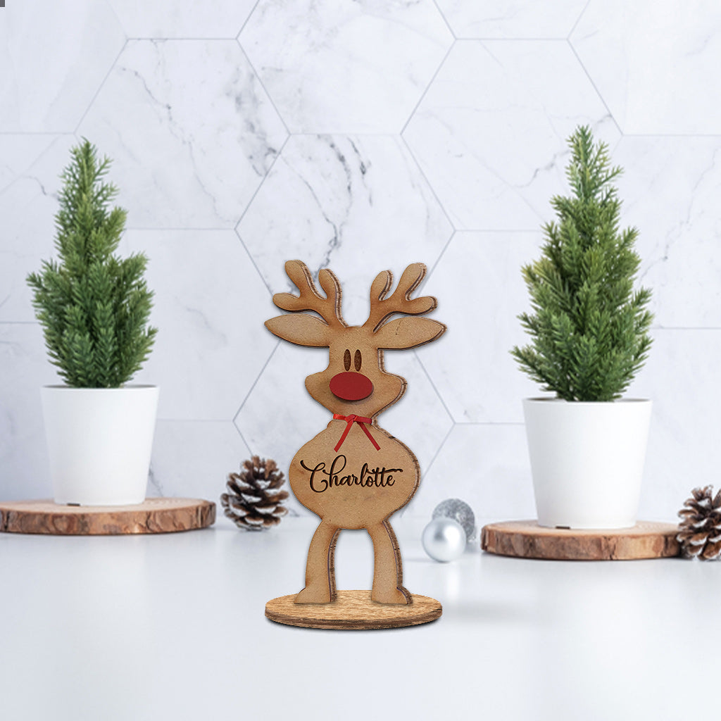 Reindeer Family - Personalized Family Freestanding Wood Plaque