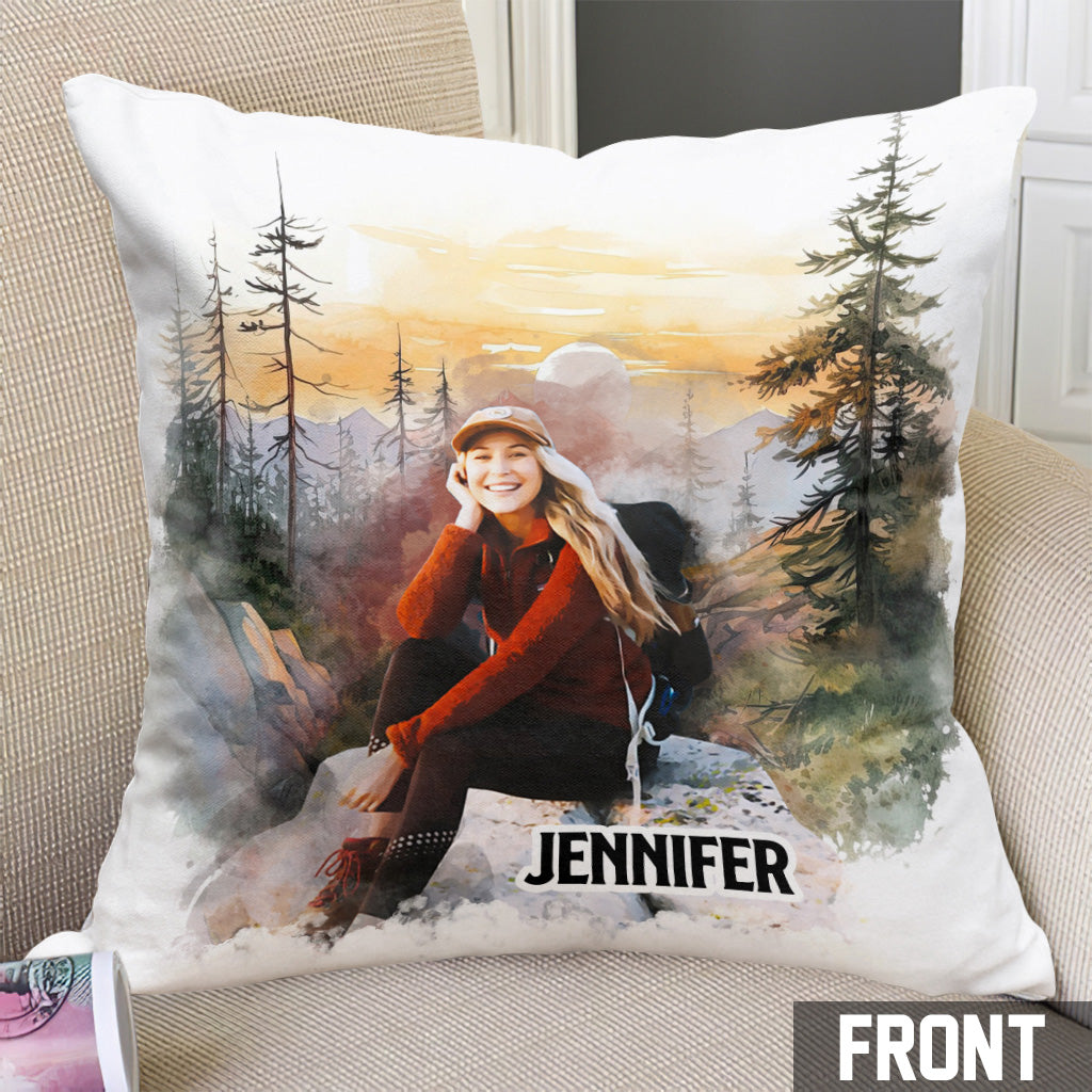 The Mountain Is Calling - Personalized Hiking Throw Pillow