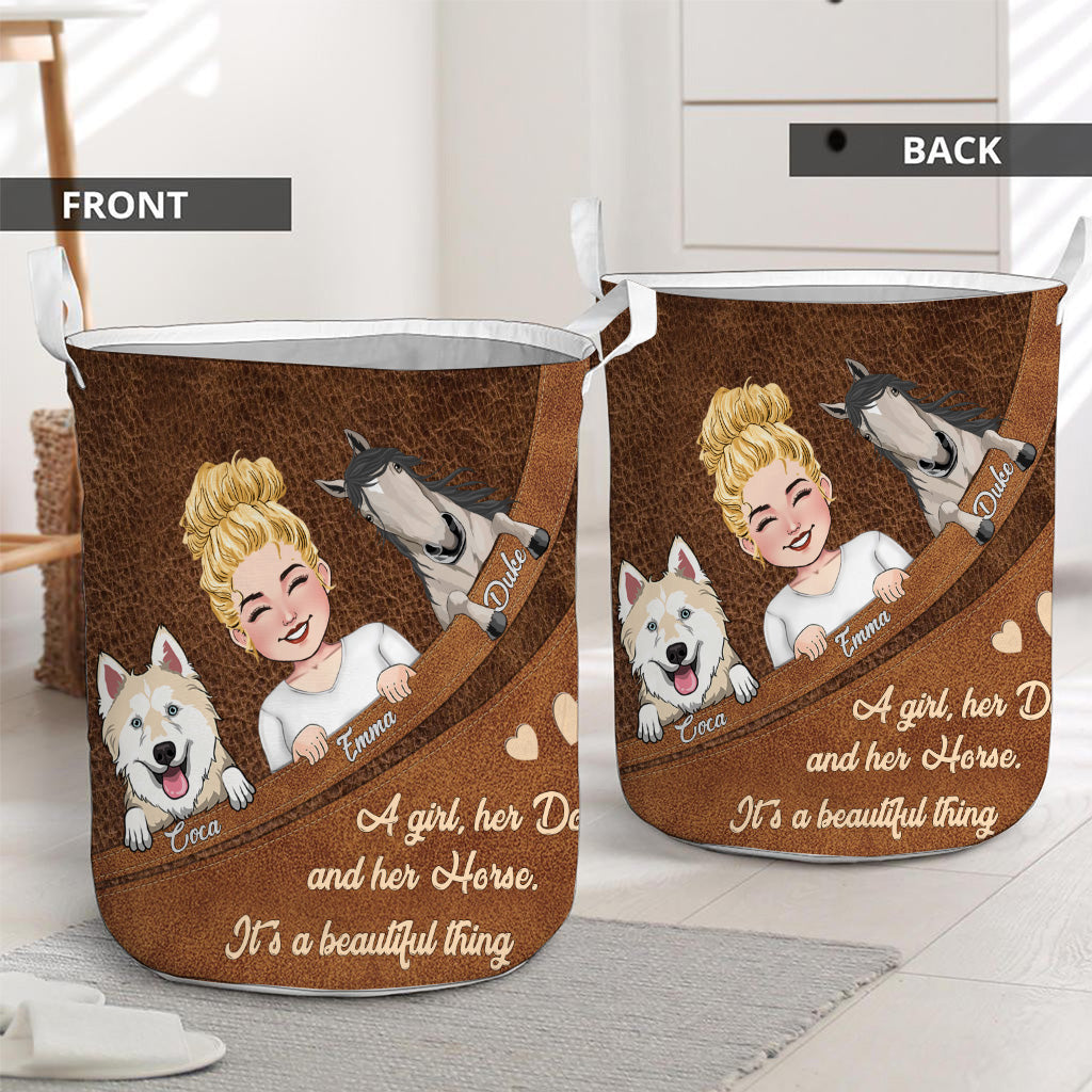 What A Beautiful Thing - Horse gift for dog lover, cat lover - Personalized Laundry Basket