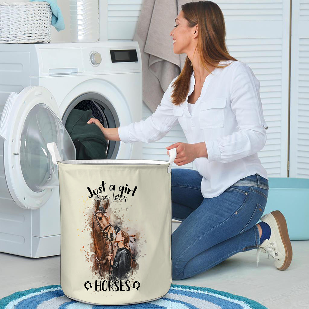 Just A Girl Who Loves Horses - Personalized Horse Laundry Basket