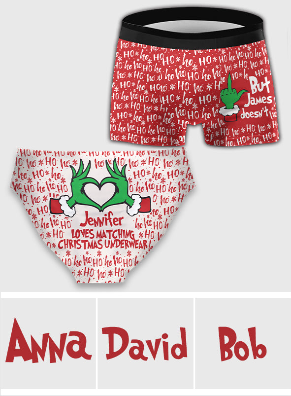 Matching Christmas Underwear For Couple - Personalized Couple Women Briefs  & Men Boxer Briefs