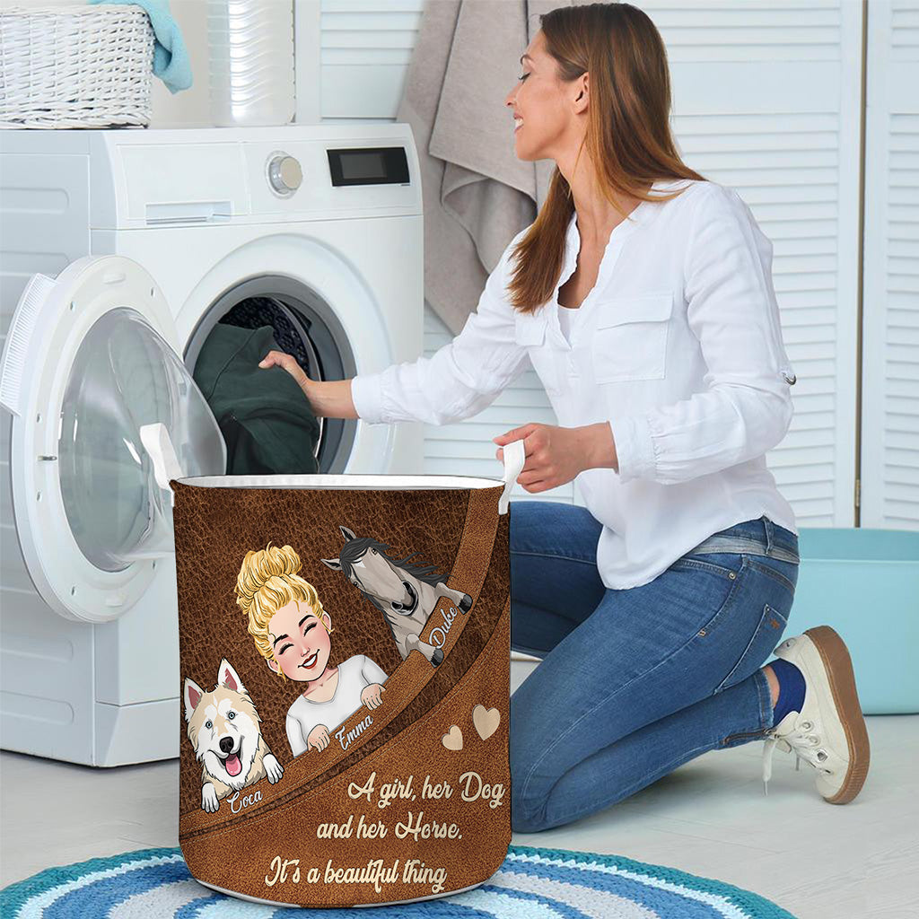 What A Beautiful Thing - Horse gift for dog lover, cat lover - Personalized Laundry Basket