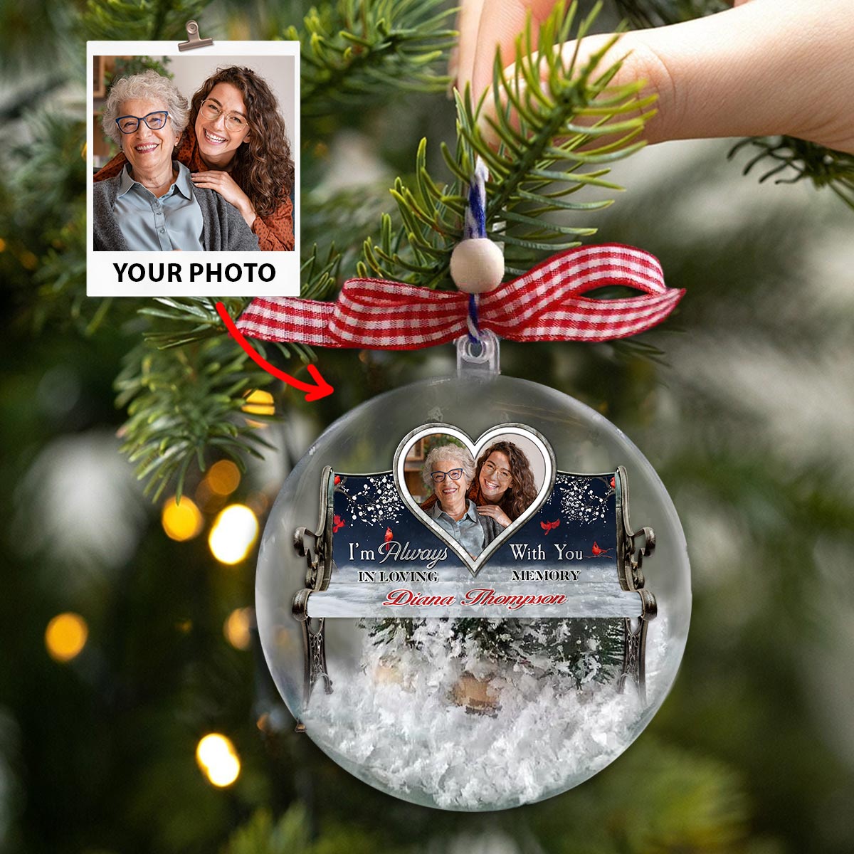 I'm Always With You - Personalized Memorial Snow Globe Ornament