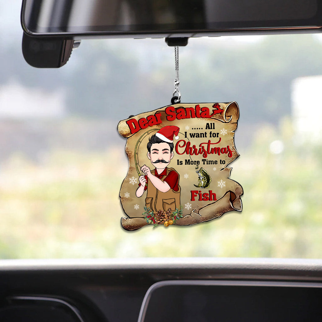 Dear Santa - Personalized Fishing One-sided Car Ornament