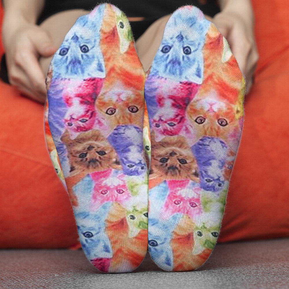 Photo Insert Transferring Into Colorful Style - Personalized Cat Socks