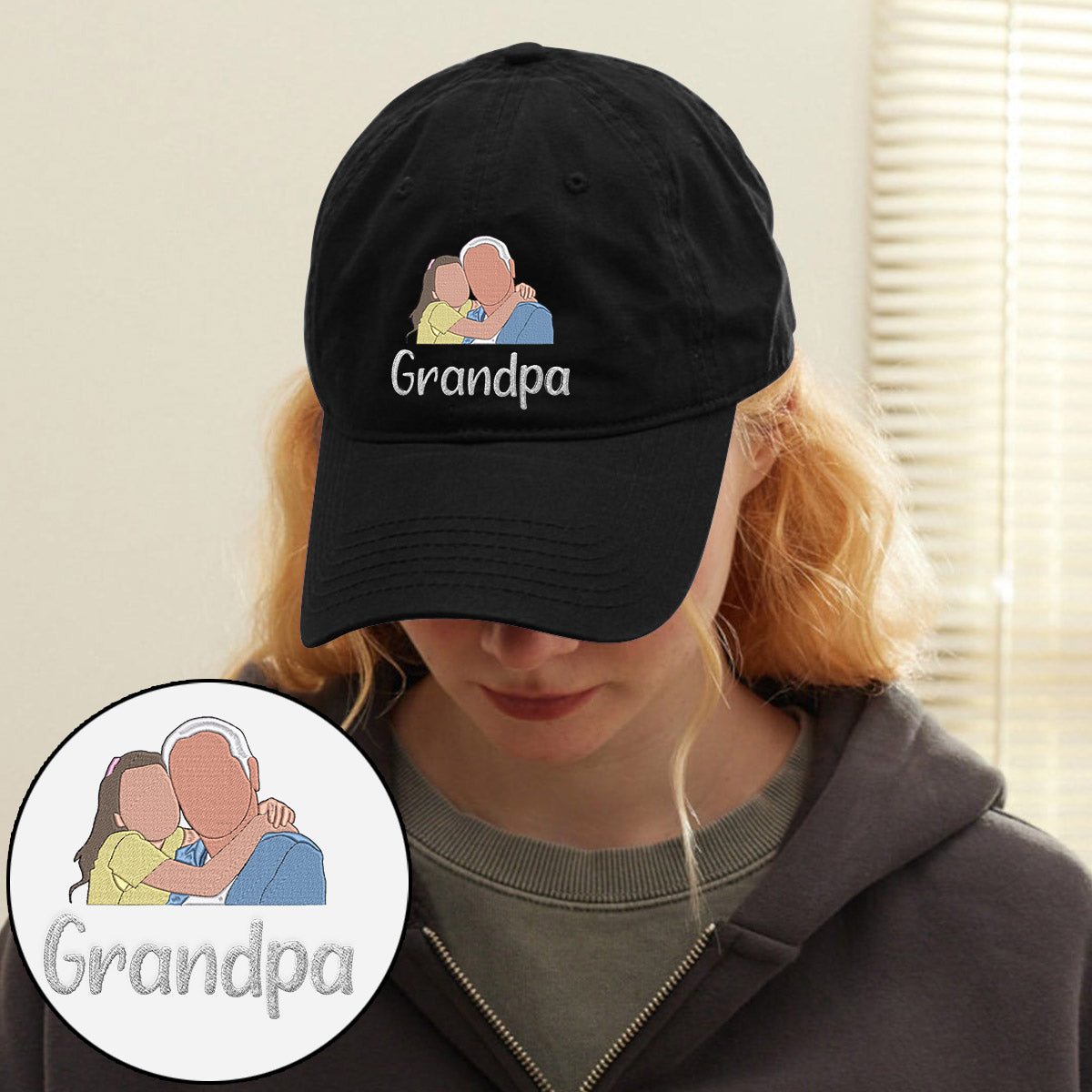 Custom 2D Photo - Personalized Grandpa Embroidered Classic Cap