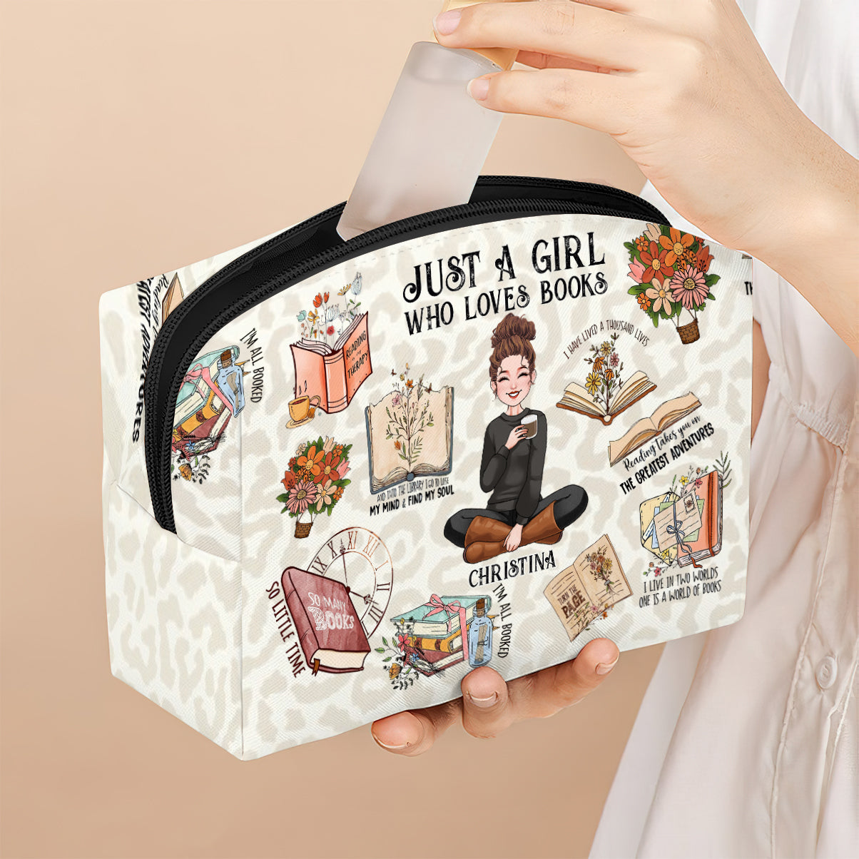 Just A Girl Who Loves Books - Personalized Book Makeup Bag