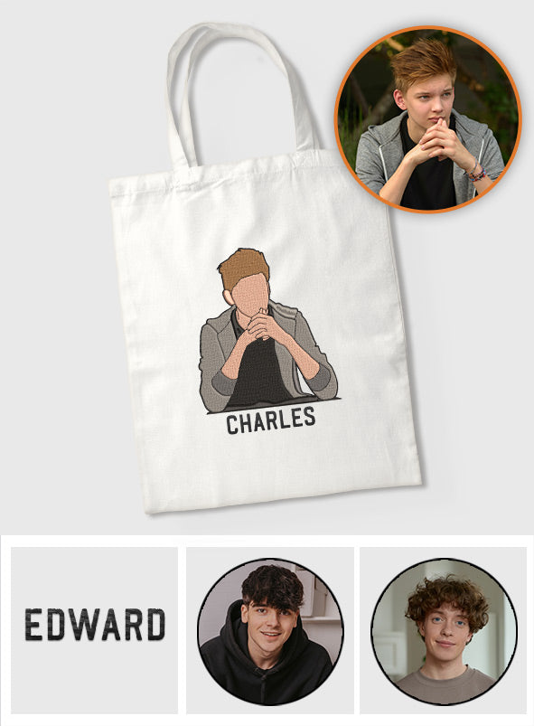 Custom 2D Photo - Personalized Uncle Embroidered Tote Bag