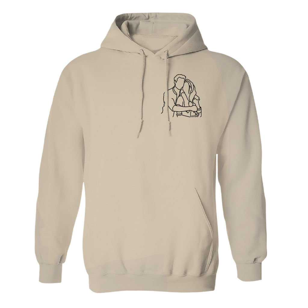 Custom Line Art - Personalized Couple Embroidered Hoodie