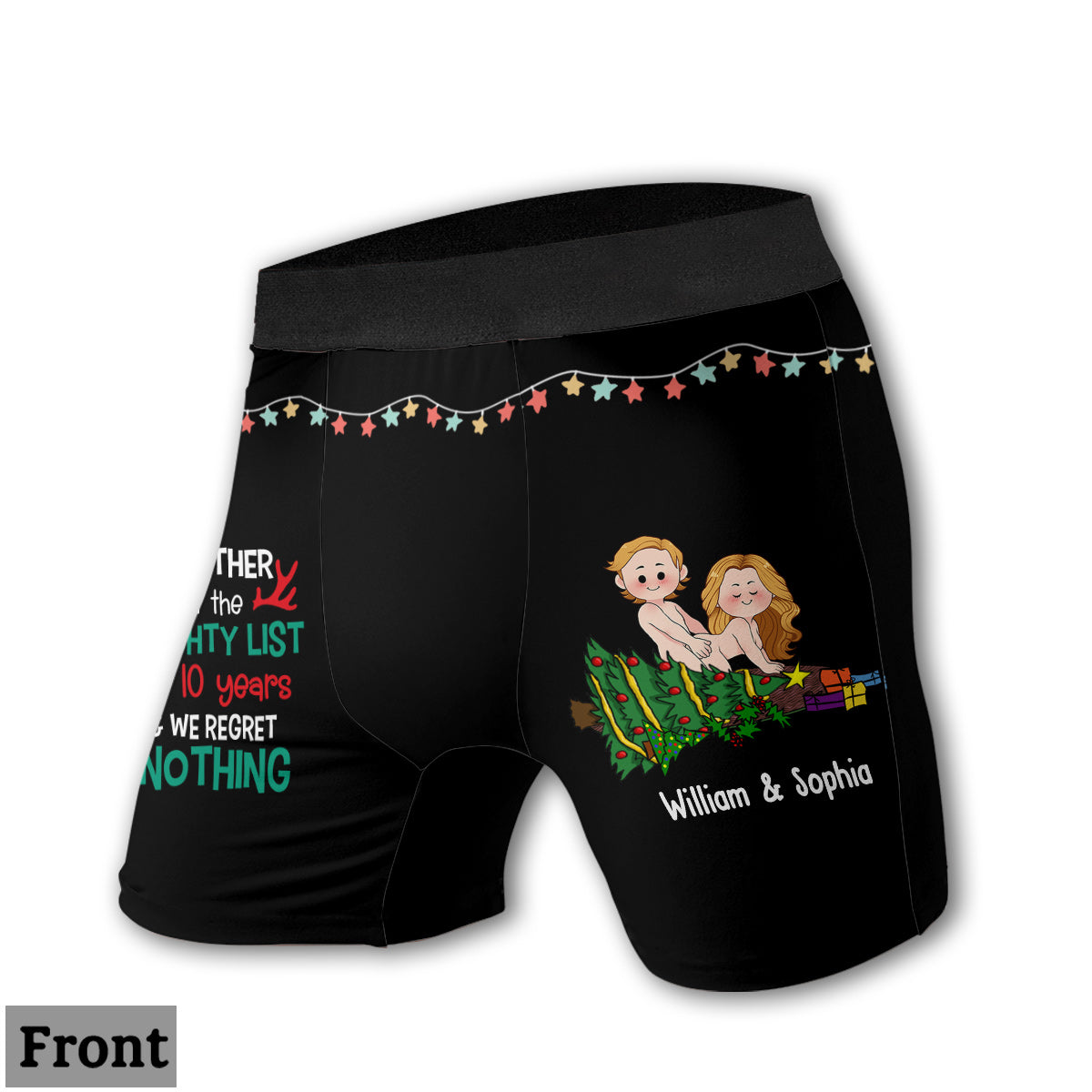 Together On The Naughty List - Personalized Couple Women Briefs & Men Boxer Briefs